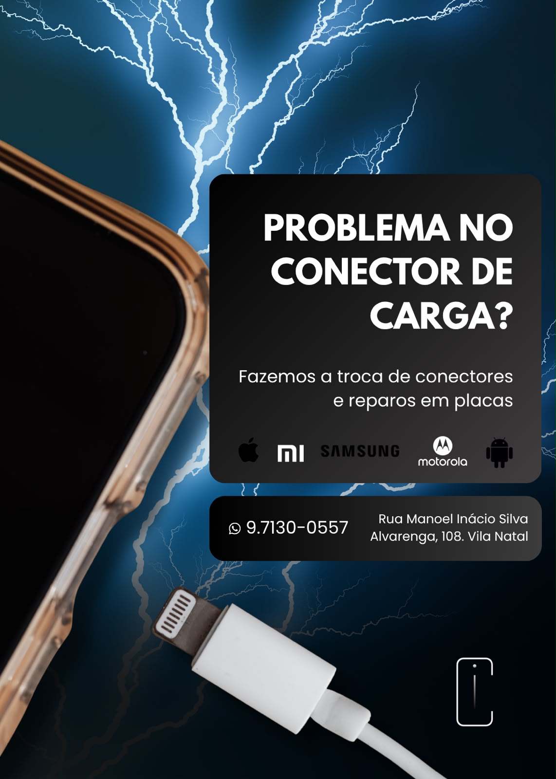Conserto no conector de carga