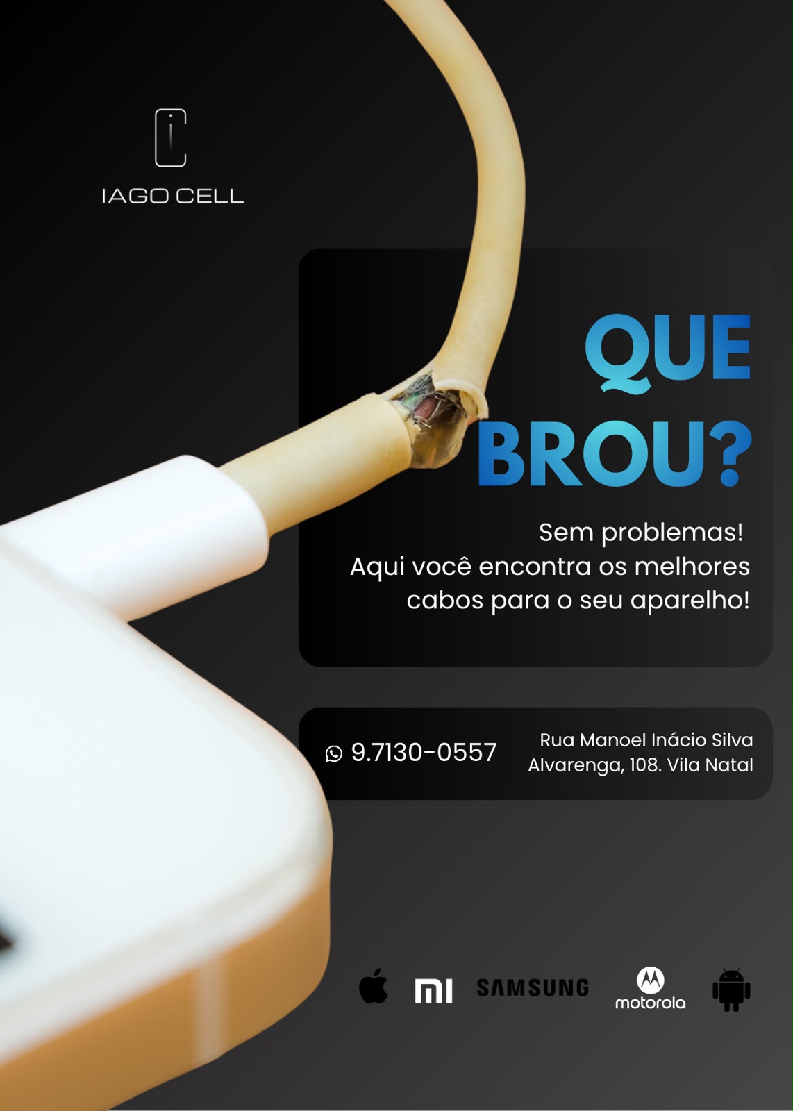 Venda de cabos para todos os modelos de celulares